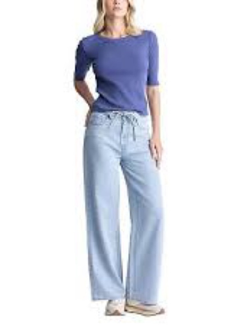 Buffalo Jeans Wide Leg Belted Jean Light Wash Blue Women’s Size 2 NWT